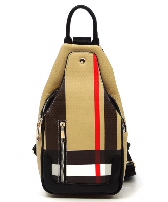 Plaid Check Sling Backpack BT2766 BLACK